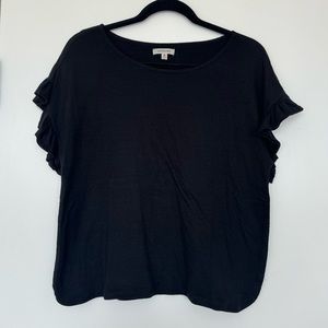 Max Studio Women’s Black Short Ruffle Sleeve Top M